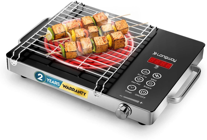 Longway 2200W Induction Cooktop – Touch Panel, Black & Silver