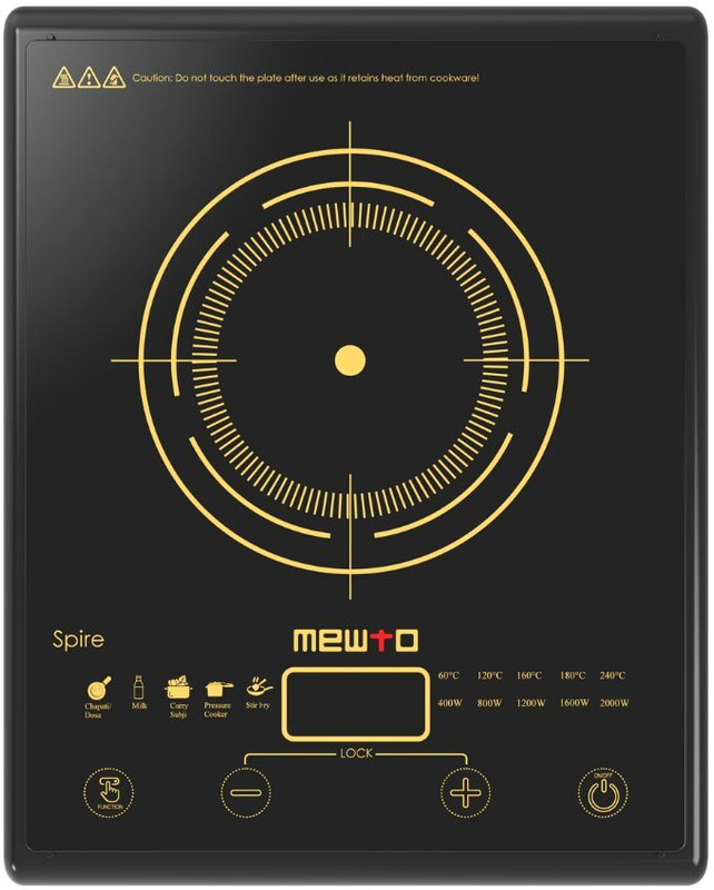 MEWTO 2000 W Induction Cooktop Touch Panel(Black, Spire ICT-2001T Auto Pen Sensor |5 Cooking Modes, Touch Contro Button)