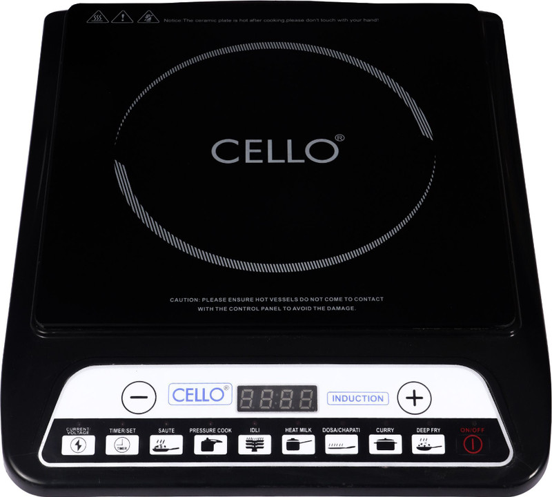 CELLO 1600 W Induction Cooktop Push Button(Black, GEM 16 Premium Elegant & Smart 1600-Watt)