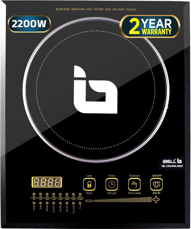 iBELL 2200 W Induction Cooktop Touch Panel(Black, CROWN200Y 2200W Induction Cooktop, 8 Preset Modes, Auto-Off, Overheat Protection)