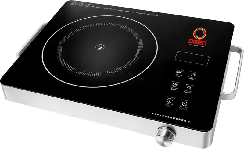 Omen Changing Lives 2000 W Infrared Cooktop Touch Panel(Silver, Induction With Stainless Steel Grill Stand)