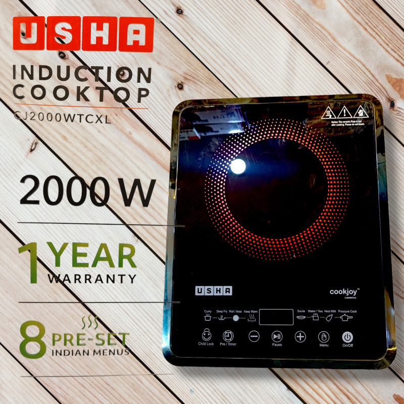 USHA 2000 W Induction Cooktop Touch Panel(Black, CJ-2000 Wtcxtl 2000 watt)