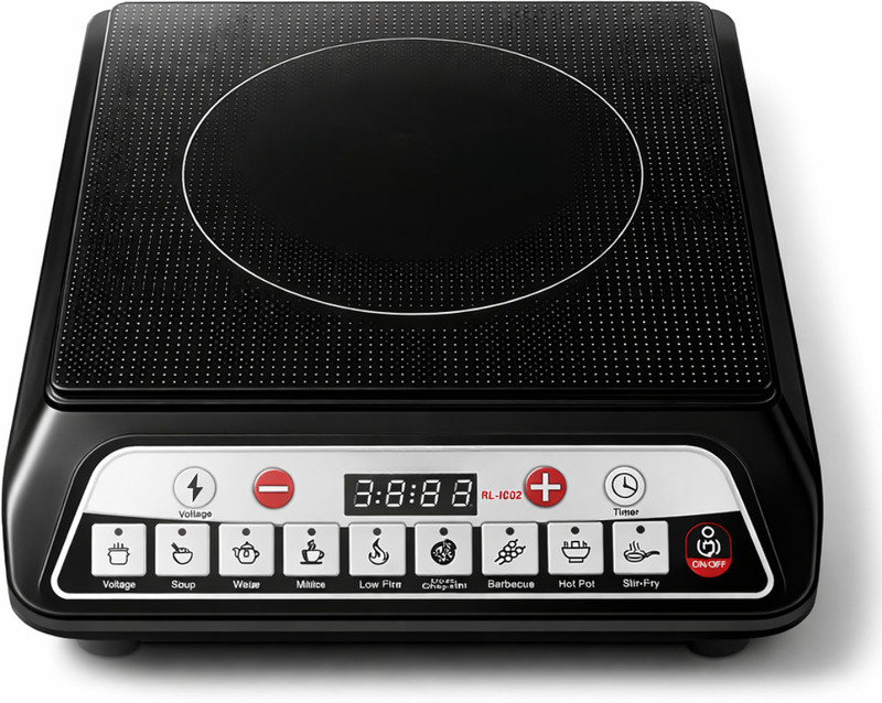 JK Vision 2000 W Induction Cooktop Push Button(Black, Electric Induction Cooktop 2000W | 14 Cooking Modes | LED Display | Timer |)