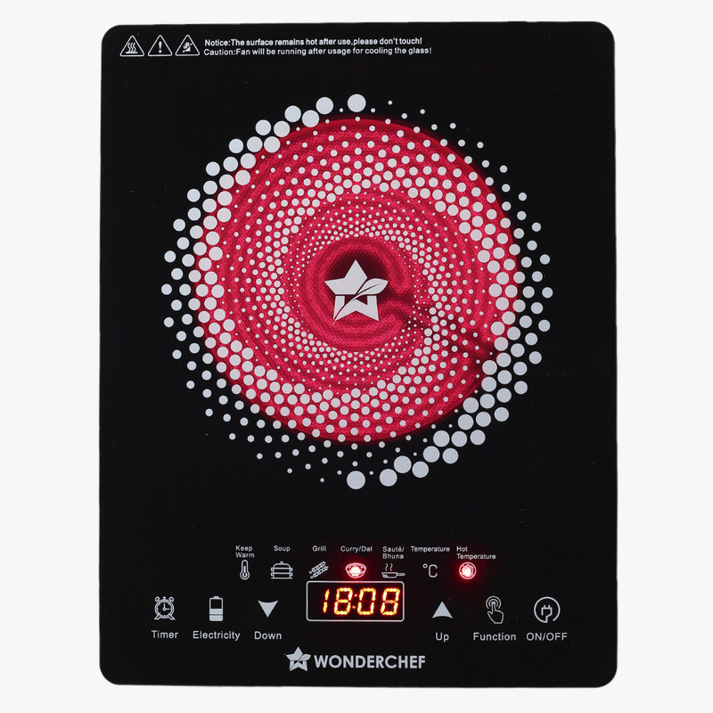 WONDERCHEF 2200 W Induction Cooktop Touch Panel(Black, Easy Cook Hot Plate Infrared Technology)