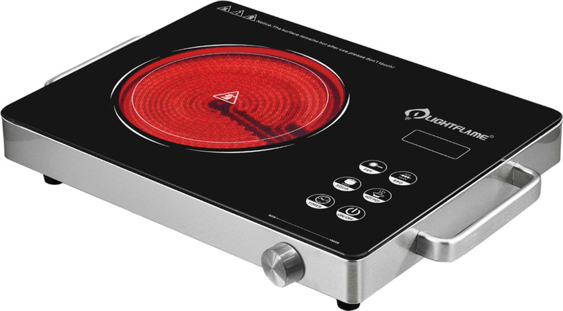 LIGHTFLAME 2000 W Radiant Cooktop Touch Panel, Jog Dial(Black, Silver, Fusion Glow Infrared Induction Cooktop Touch Panel 2200 W (All Utensil use-able))