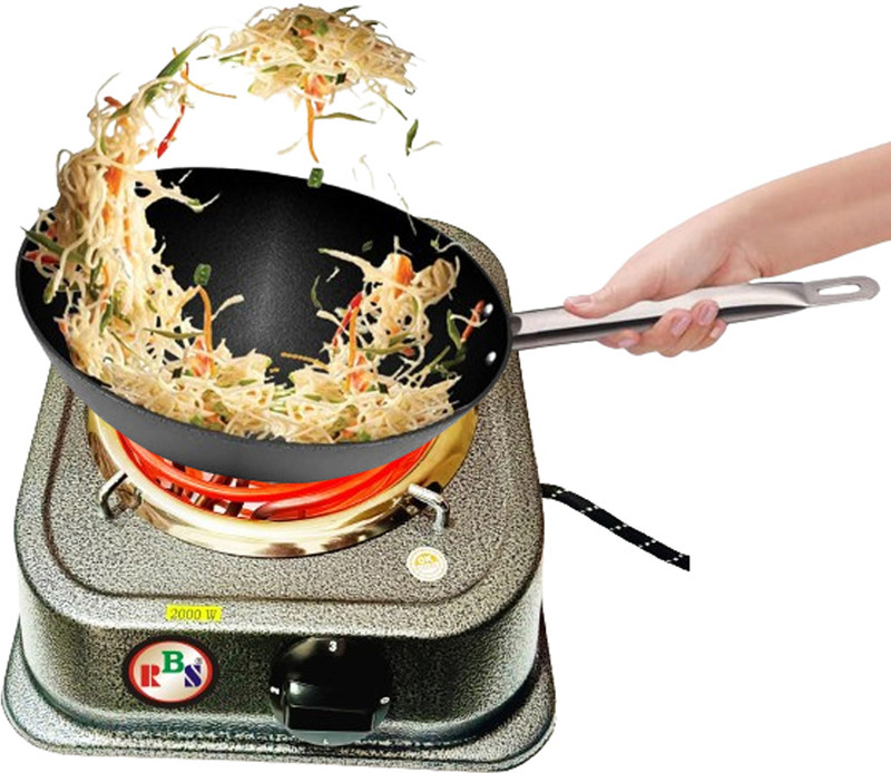 RBS 2000 W Radiant Cooktop Push Button(Black, Silver, 2000 Watts Electric Cook Heater Stove Cooktop |l Electric Induction |)