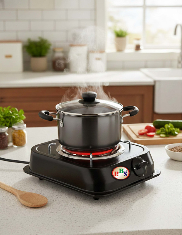 RBS 2000 W Radiant Cooktop Push Button(Black, Electric HOT Plate 2000 WATT Body W/Reg (Fitted With ISI Marked Coil Element))