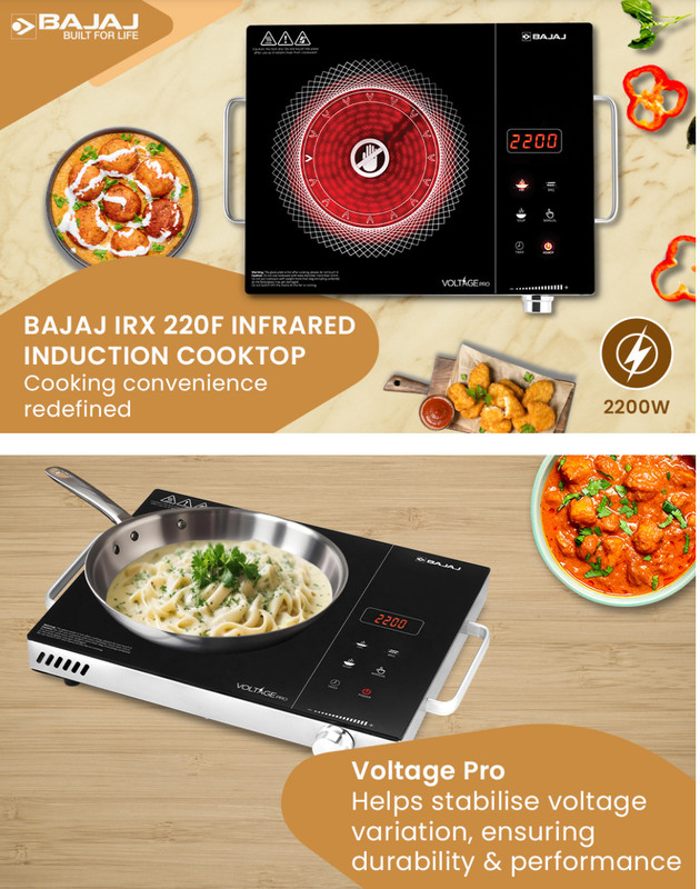 BAJAJ 2200 W Infrared Cooktop Touch Panel, Jog Dial(Black, IRX 220FTOUCH)