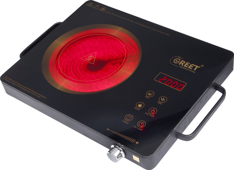 Elicacy 2000 W Radiant Cooktop Touch Panel(Black, Premium Infrared Induction Cooktop Touch Panel 2000 Watt (All Utensil use-able))