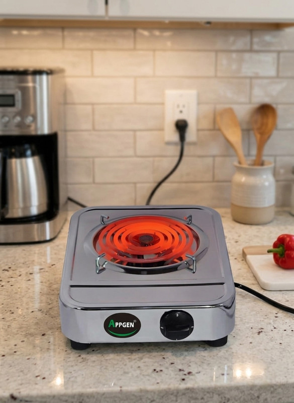 APPGEN 2000 W Infrared Cooktop Push Button, Jog Dial(Silver, ISI ELEMENT 2000 W G COIL Infrared Cooktop Push Button Cooking heater)