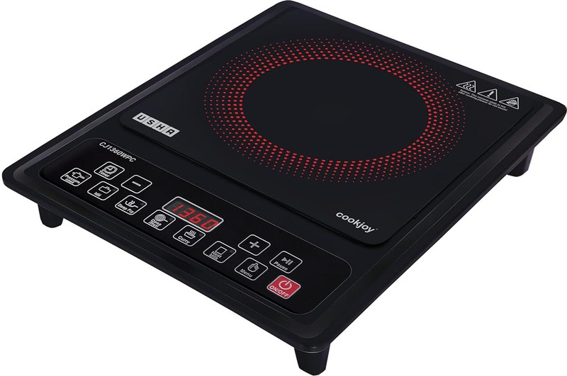 USHA 1360 W Induction Cooktop Push Button(Black, Cj1360Wpc, 1350 Watt)