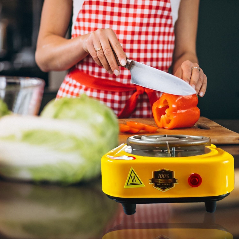 WELLBERG 500 W Radiant Cooktop Push Button(Yellow, WBHOTPLATE005)