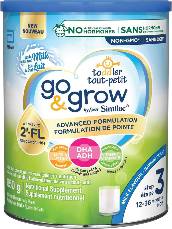 SIMILAC Go & Grow Step 3, Canadian-Made Toddler Milk Drink with 2'-FL Immune Support(900 g, 12+ Months)