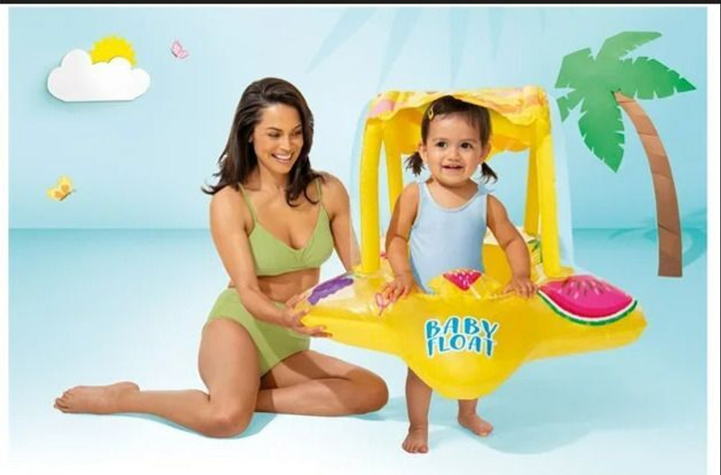 KinderTales Swimming Pool Inflatable Comfortable Shaded Canopy Starfish Lounger Baby Inflatable Swimming Safety Tube(Yellow)