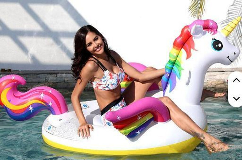 KinderTales Sand and Summer Mega Unicorn Island - Float Inflatable Swimming Safety Tube(Multicolor)
