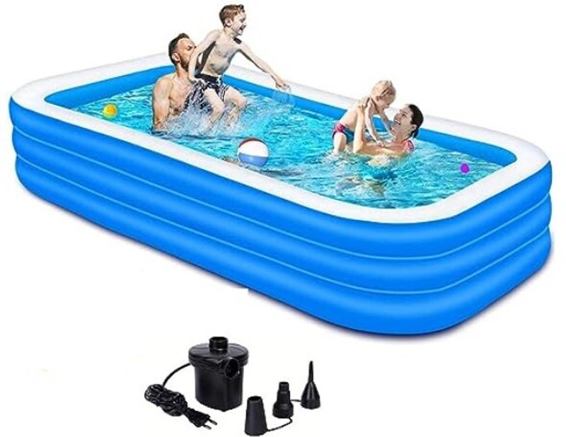 Intelligent 6.7 Feet Swimming Pool Inflatable Bath Tubs for Kids with Air Pump Inflatable Swimming Pool(Blue)