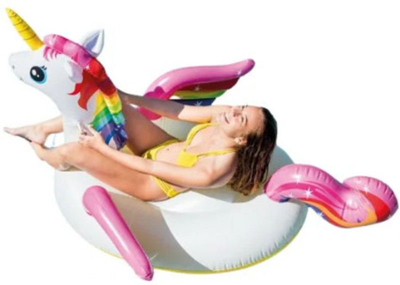 HornFlow Magical Unicorn Ride-On Inflatable Pool Float Inflatable Swimming Safety Tube(Multicolor)
