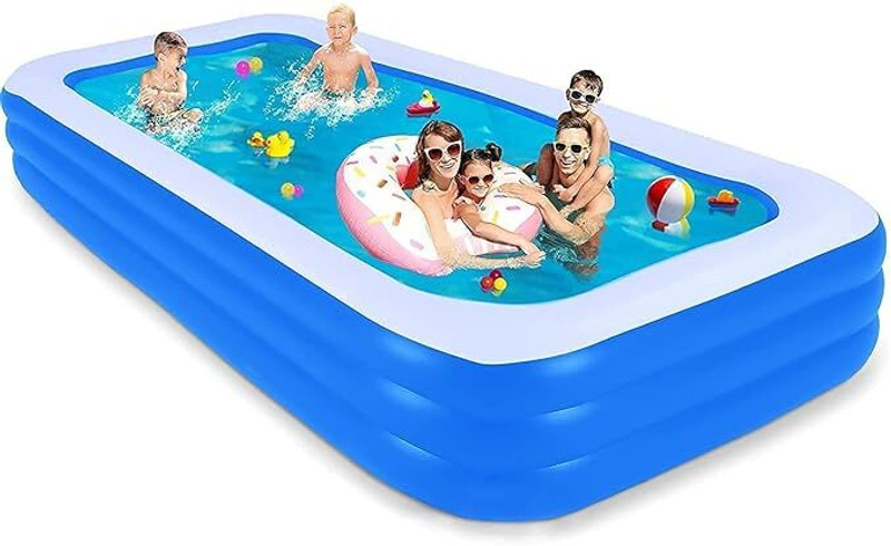 DIVYAHEM CORNER 10Ft Inflatable Swimming Pool for Kids & Adults Outdoor Family Pool with Pump Inflatable Swimming Mats(Blue)