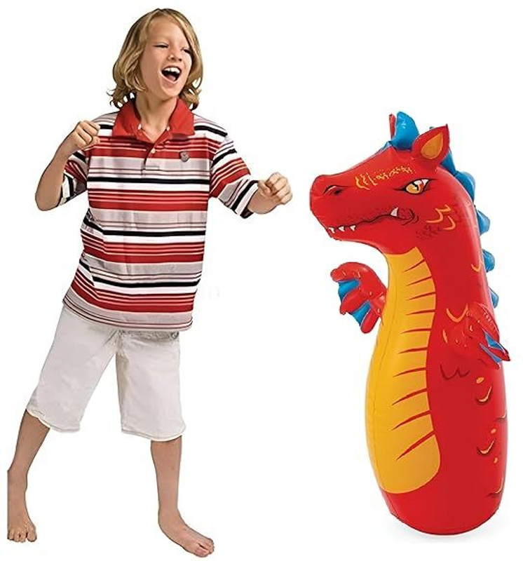 NAKSH ENTERPRISE Kids Inflatable Dragon Character Bouncing Punching Toy with Self-Standing Inflatable HitMe Toys(Red)