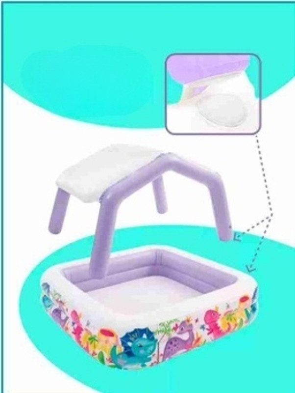 HornFlow Sun Shade Pool Air Inflatable Tube(IND*83512) with 22cm Height Inflatable Swimming Safety Tube(Multicolor)