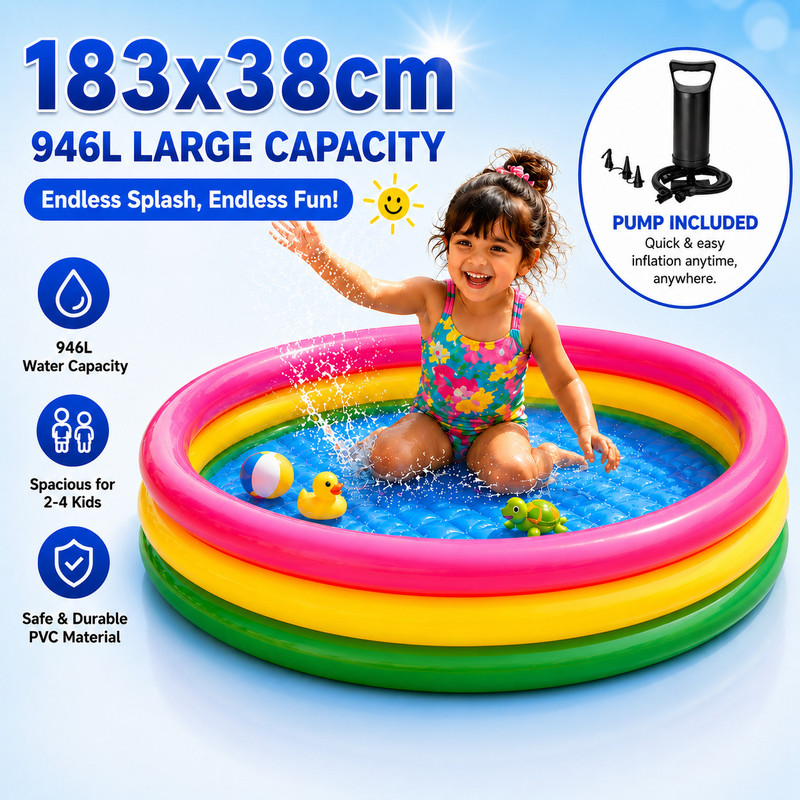Buddynjoy Swim Pool Baby Bath Tub Round Air Pool for Kids Inflatable Swimming Pool(Multicolor)