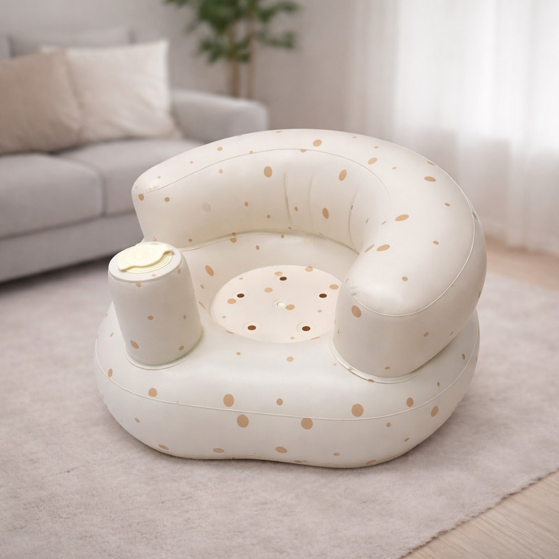 RASTER-TEX Inflatable Baby Sofa Seat with Backrest Inflatable Sofa/ Chair(BRIGE-DOT-PRINT)