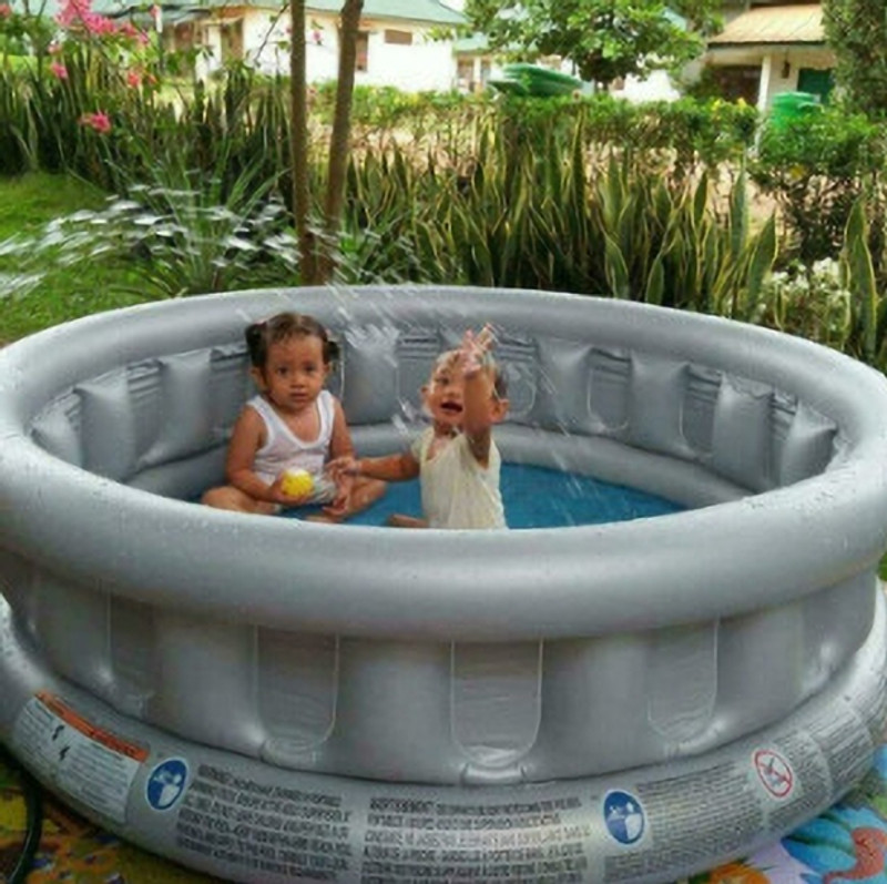HornFlow Kolam (IND*65) Renang Anak Space Ship with free pump Inflatable Swimming Pool(Grey)