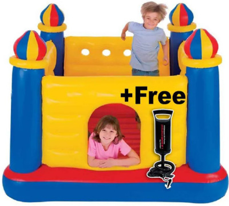 Tiny Tales Inflatable (IND*6466) Playhouse, Trampoline Playground With Free Pump Inflatable Hoppers & Bouncer(Multicolor)