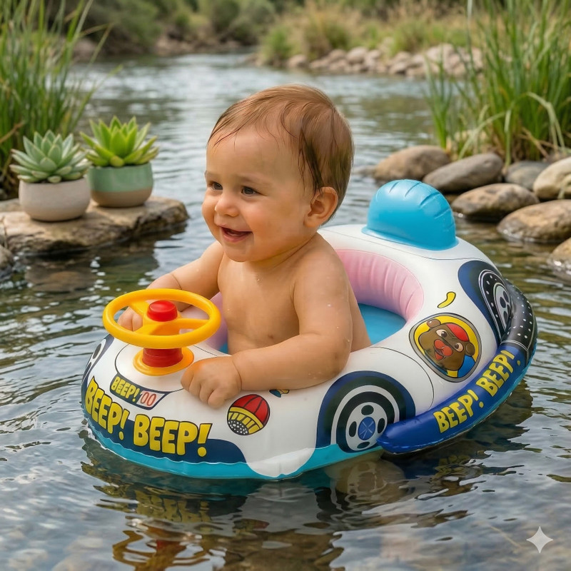 shivye Swimming Pool Tube Swimming Ring Baby Float (Car) Swimming Cap Inflatable Swimming Safety Tube(Multicolor)