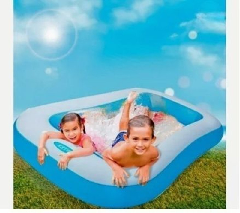 Tiny Tales 5Ft Inflatable Rectangular swimming Pool (IND*8941), With Air Pump Inflatable Swimming Pool(Multicolor)