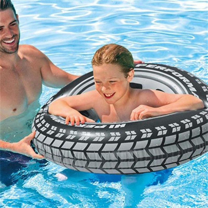 REVATAKG Big Size Black Tire Swimming Pool Tube for Adults Inflatable Pool Float Inflatable Swimming Safety Tube(Black)