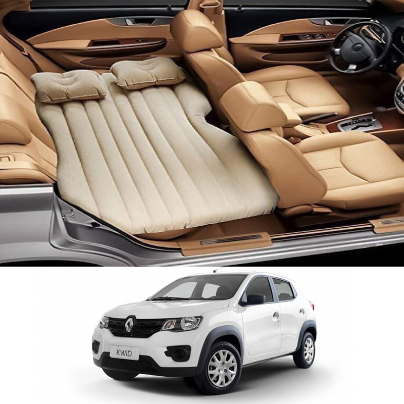 AYW Beige Car Bed Mattress for Rest,Travel, Car Back Seat Air Inflation Bed Universal Air Couch with Two Air Pillows, Car Air Pump and 1 Repair Kit For Kwid Old Universal For All Models Beige Car Bed Mattress for Rest,Travel, Car Back Seat Air Inflation Bed Universal Air Couch with Two Air Pillows,