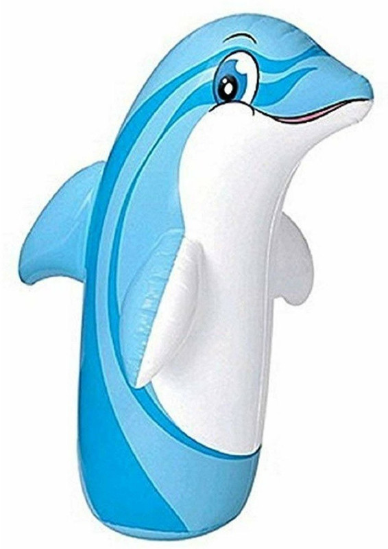 Rexan 3 Feet Inflatable PVC Sand Base Shape Hit Me 3D BOP Bag Inflatable HitMe Toys Inflatable HitMe Toys(Blue, White)