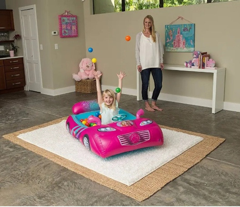 KinderTales Inflatable (IND*77) Sports Car Ball Pit, 25 Balls, Inflatable Ball Pits(Pink)