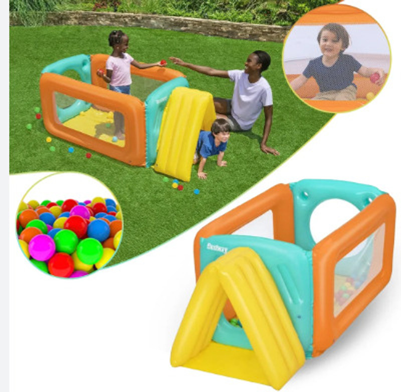 Intelligent Inflatable Castle with(IND*9876) Balls(178×91×70cm) With Pump Inflatable Ball Pits(Multicolor)
