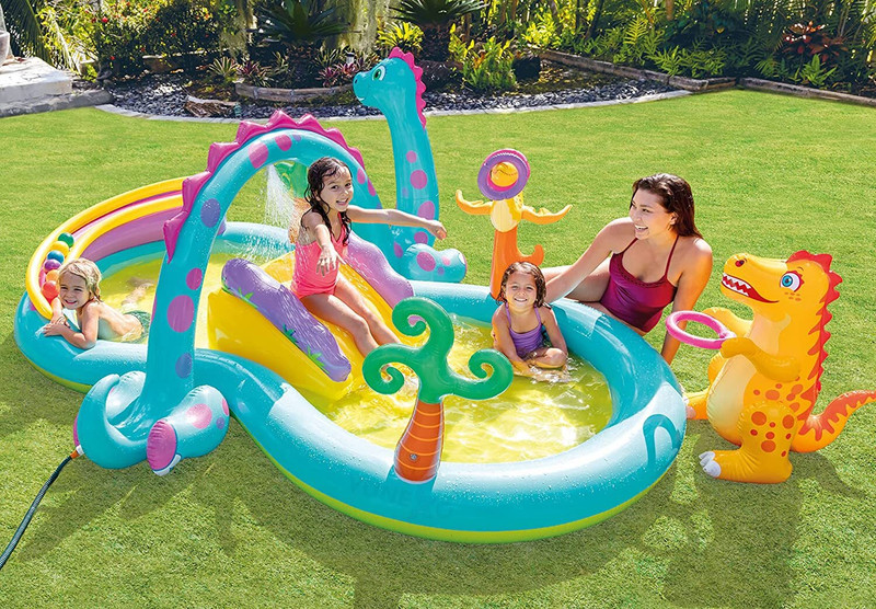 VIRZA TRADE Intex Dinoland Inflatable Play Center, 131" X 90" X 44", Ages 3+ Inflatable Swimming Pool(Multicolor)
