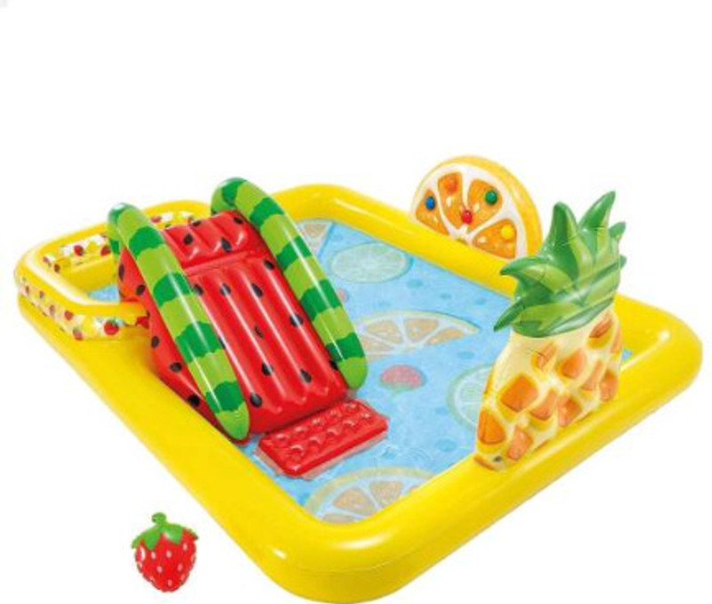 KinderTales Fun Fruity Play Center Inflatable Pool Paddling Pool lWith Free Pump Inflatable Swimming Pool(Multicolor)