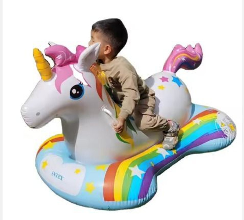 Inetlligent Inflatable Unicorn Ride-on Fun Water Toy Inflatable Swimming Safety Tube(Multicolor)