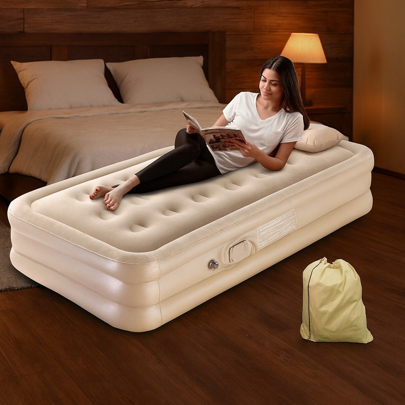 VYNEX Air Haven Premium Air Mattress Inflatable Bed(Beige)