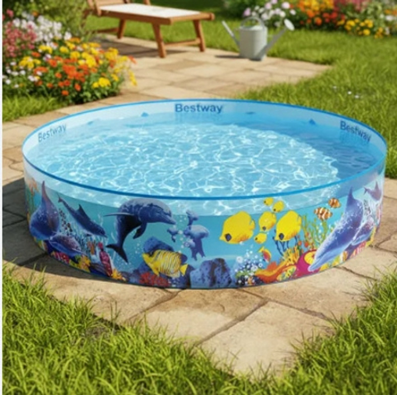 KinderTales Round Plastic Swimming Pool For(IND*352) Children, 6 Feet Inflatable Swimming Pool(Multicolor)