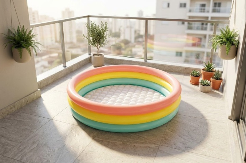 NZENTERPRISE Kids Inflatable Swimming Pool 3 Ring Multicolor Baby Water Tub Inflatable Swimming Pool(Multicolor)