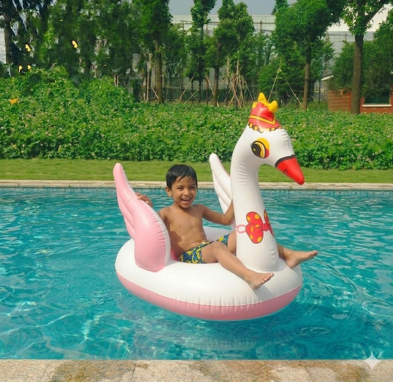 yorten Tube float helps toddlers enjoy water safely swan provides comfort stability Inflatable Swimming Safety Tube(Blue, Pink)