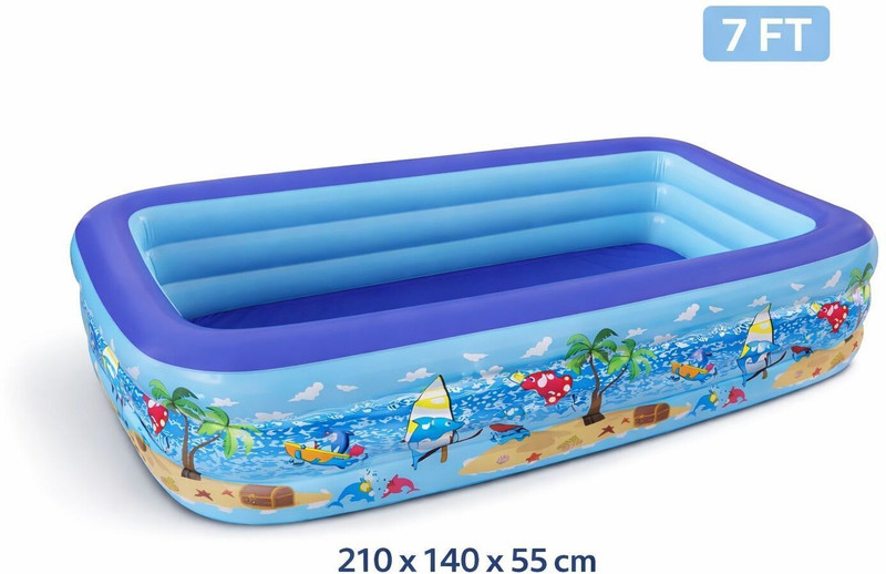 partypulsee 7ft (210cm) Inflatable Swimming Pool Large size for Kids & Adults Thick PVC Pool Inflatable Swimming Pool(Blue)