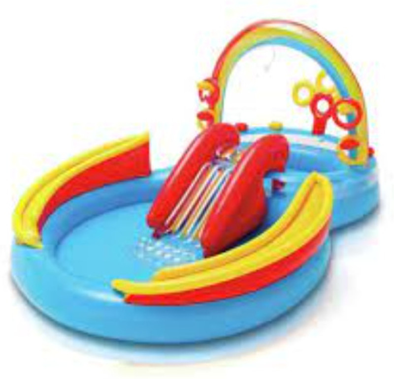 KinderTales Inflatable (IND*12) Rainbow Ring Water Play Centre With Pump Inflatable Swimming Pool(Multicolor)