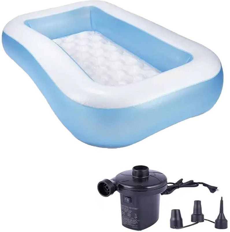 ONIFO 10 Feet Length 3 Layers Family swimming pool bath tubs with eletric pump Inflatable Swimming Pool(Blue)