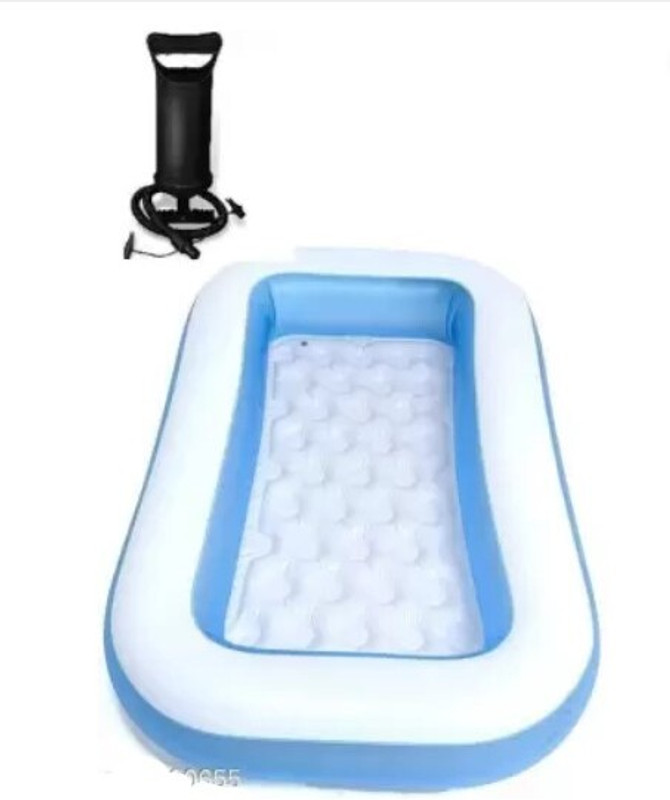 ONIFO 5.5 FT. Bath tub for Baby Inflatable Rectangular Pool with Air Balloon Pump Inflatable Swimming Pool(Blue)