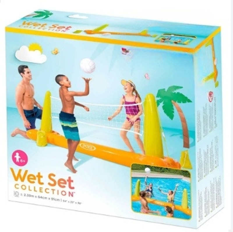 HornFlow Pool Volleyball Game for Ages 6+ Set for(IND*65949) Family Fun Inflatable Pool Accessory(Multicolor)