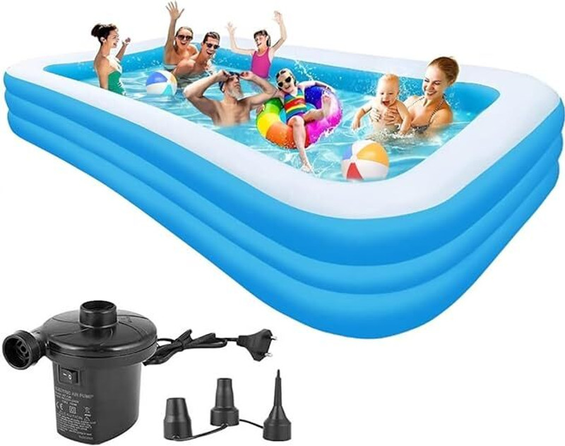 ZECOMMERCE Inflatable Family Swimming Pool with Electric Air Pump for Kids & Adults Inflatable Swimming Pool(Blue)
