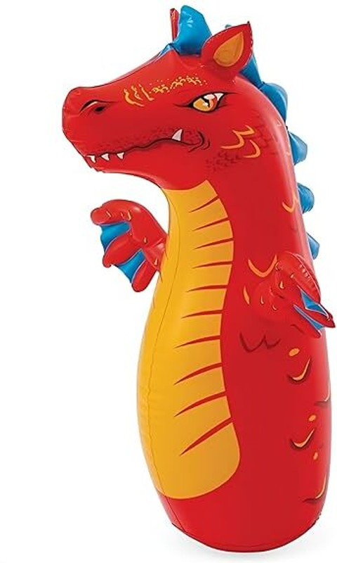 Maitri Kids Inflatable Dragon Punching Bop Bag Toy with Water Filled Weighted Base Inflatable HitMe Toys(Red)