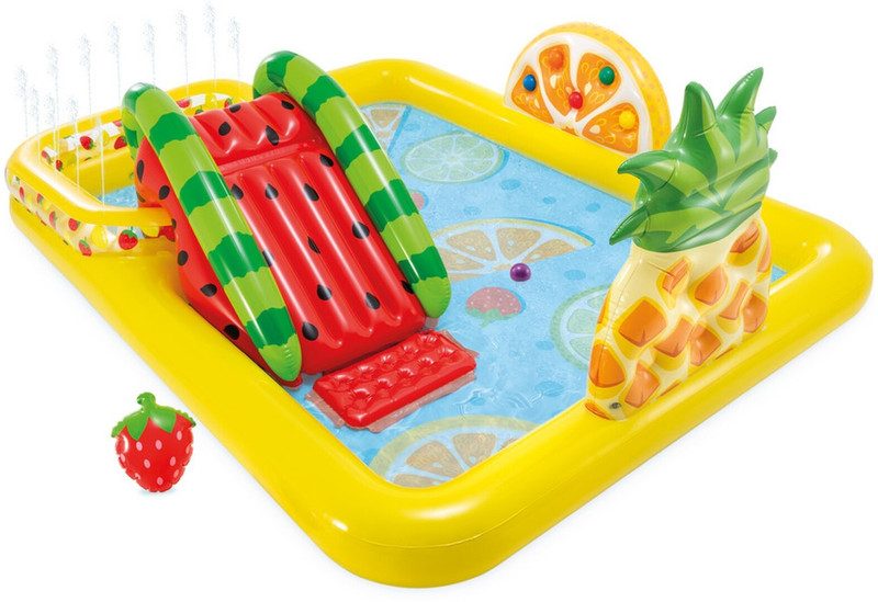 VWretails Fun'N Fruity Outdoor Inflatable Kiddie Pool Water Play Center with Water Slide Inflatable Swimming Pool, Pool Accessory, Infatable Ball(Multicolor)